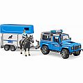 Land Rover Police with horse trailer and police man