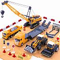 50+ Piece Construction Set with Roadwork Accessories