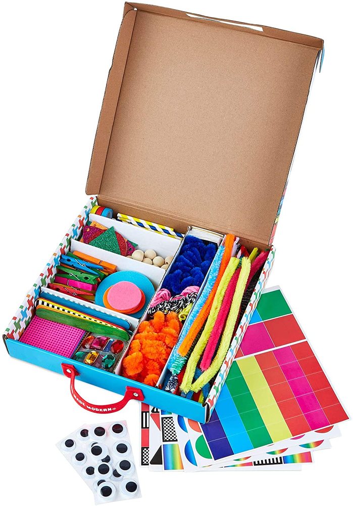 Kid made modern arts and crafts library set top