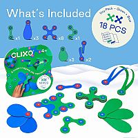 Clixo Itsy Pack Magnetic Building Kit 18 Piece Set - Blue & Green