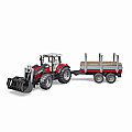 Massey Ferguson w Frontloader and Logging Trailer