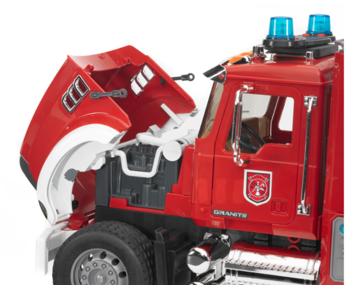 Bruder Mack Granite Fire Engine Toy With Water Pump - 1:16 Scale Model For Kids
