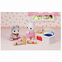Calico Critters Baby's Toy Box Snow Rabbit and Panda