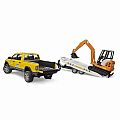Bruder Ram Rental Service with Trailer - Mini Excavator 02546
