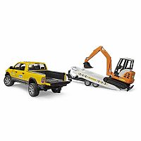Bruder Ram Rental Service with Trailer - Mini Excavator 02546