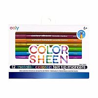 Color Sheen Metallic Felt Tip Markers - Set of 12