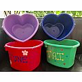 Personalized Easter Heart Buckets with Handle - perfect for organizing art supplies, toys or anything