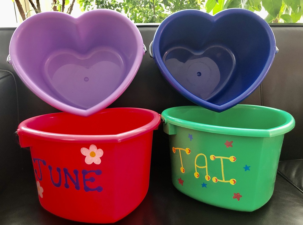 Personalized Easter Heart Buckets with Handle perfect for organizing