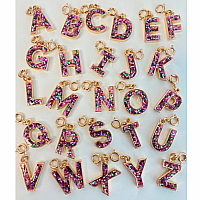 Charm It Pink Glitter Initial Bracelet Charm