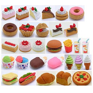 Assorted Colors 2 Pack Round Whole Cake Japanese Erasers