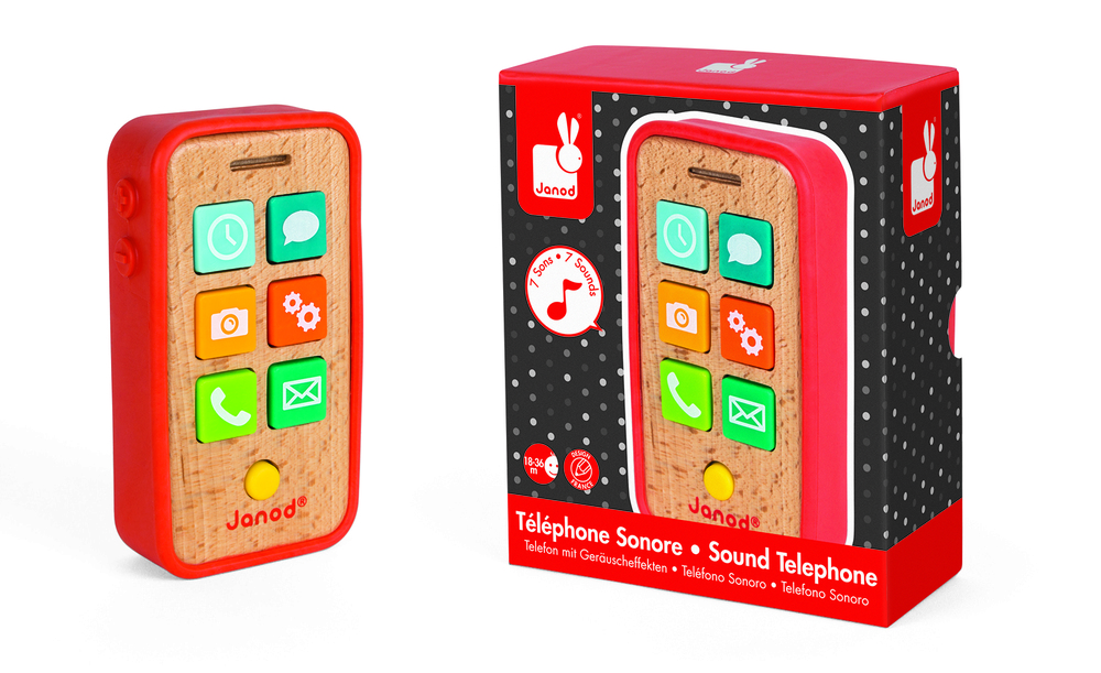 Wooden Toy Phone Building Blocks