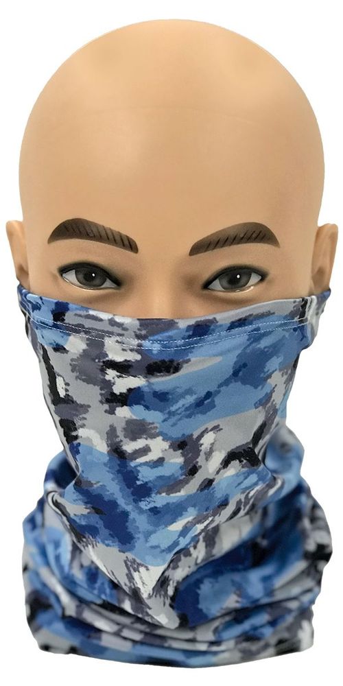 Adult Blue/Grey Camo Gaiter Face Mask Building Blocks